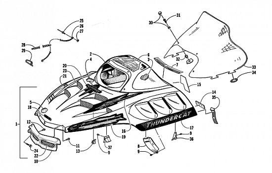 HOOD AND WINDSHIELD ASSEMBLY