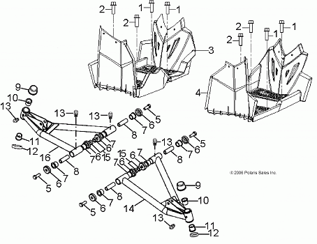 CHASSIS, A-ARM and FOOTREST - A12FA09AA (49ATVSUSPFRT07OTLW90)