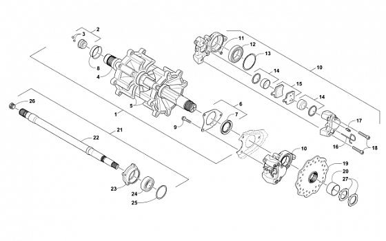 DRIVE TRAIN SHAFTS AND BRAKE ASSEMBLIES