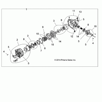 DRIVE TRAIN, FRONT GEARCASE INTERNALS - A15SXE95FK (49ATVGEARCASE1333392)