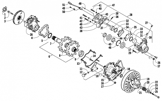 DRIVE TRAIN SHAFT AND BRAKE ASSEMBLIES