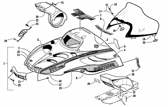 HOOD AND WINDSHIELD ASSEMBLY