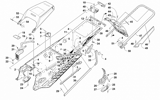 TUNNEL, REAR BUMPER, AND SNOWFLAP ASSEMBLY