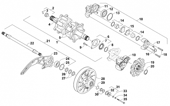 DRIVE TRAIN SHAFTS AND BRAKE ASSEMBLIES