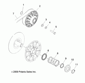 DRIVE TRAIN, SECONDARY CLUTCH - R12VE76FX/FI (49ATVCLUTCHDRIVEN10RZRI)