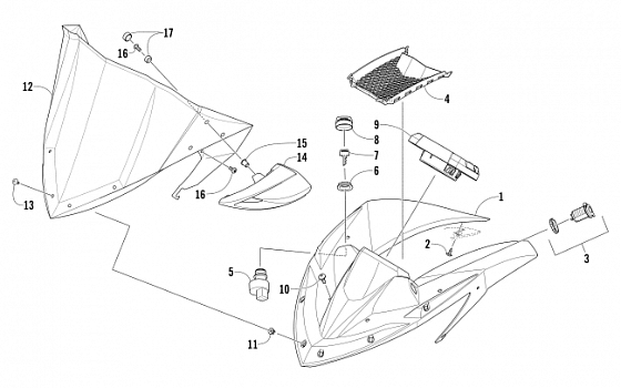 WINDSHIELD AND INSTRUMENTS ASSEMBLIES