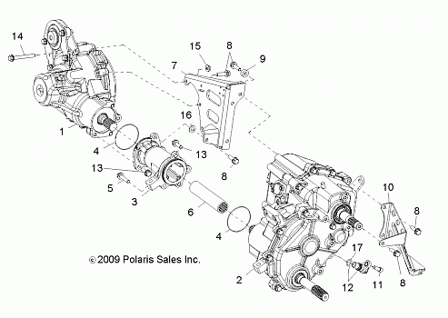 DRIVE TRAIN, GEARCASE, CARRIER MOUNTING (Built 5/16/10 and Before) - R10XH76AA (49RGRTRANSMTG10RZR)