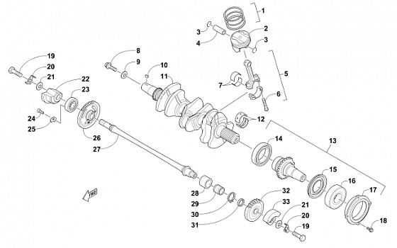 PISTON AND CRANKSHAFT ASSEMBLY