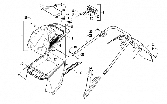 REAR BUMPER, STORAGE BOX, AND TAILLIGHT ASSEMBLY