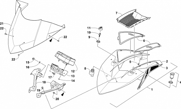 WINDSHIELD AND INSTRUMENTS ASSEMBLIES