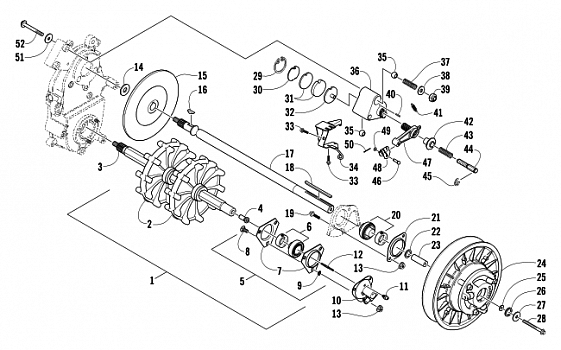 DRIVE TRAIN SHAFTS AND BRAKE ASSEMBLIES