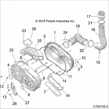 DRIVE TRAIN, CLUTCH COVER AND DUCTING - Z20S1E99NG (C700102-4)