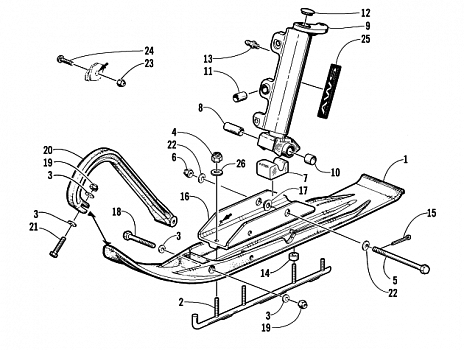 SKI AND SPINDLE ASSEMBLY