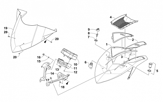 WINDSHIELD AND INSTRUMENTS ASSEMBLIES