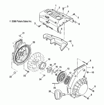 ENGINE BLOWER HOUSING and RECOIL STARTER - S07NP5BS/BE (49SNOWBLOWERSUPER)