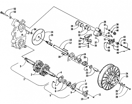 DRIVE TRAIN SHAFTS AND BRAKE ASSEMBLIES