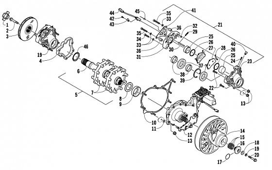 DRIVE TRAIN SHAFT AND BRAKE ASSEMBLIES