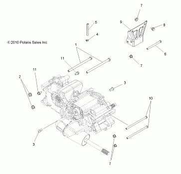 DRIVE TRAIN, MAIN GEARCASE MOUNTING - A12MH50FF/FX/FY (49ATVGEARCASEMTG11SP500)