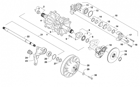 DRIVE TRAIN SHAFTS AND BRAKE ASSEMBLIES