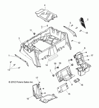 BODY, REAR RACK and FENDERS - Z14VH57AD/6EAI/EAW (49RGRRACKMTG13RZR600)