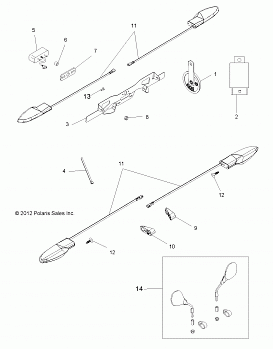 ELECTRICAL, TURN SIGNALS, LP BRACKET, MIRRORS and HORN - A14GH9EFW (49ATVTURNSIG13SCRAM850I)