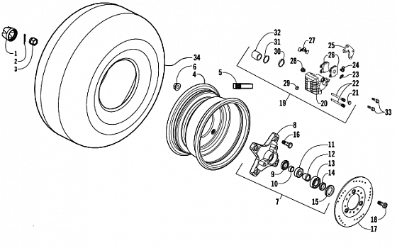 FRONT WHEELS AND BRAKE ASSEMBLY