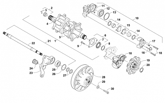 DRIVE TRAIN SHAFTS AND BRAKE ASSEMBLIES