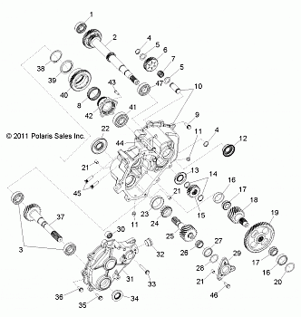 DRIVE TRAIN, MAIN GEARCASE INTERNALS 1 - R13XE76AD/EAI (49RGRTRANSINTL12RZR)