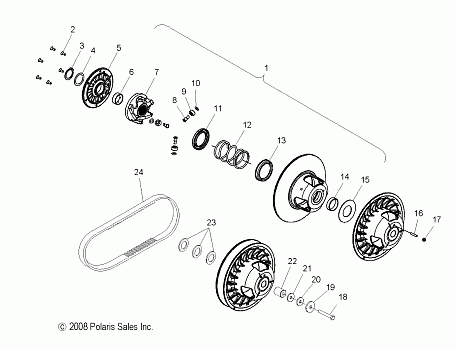 DRIVE TRAIN, CLUTCH, SECONDARY - S13PU7ESL/EEL (49SNOWDRIVENCLUTCH09600RMK)