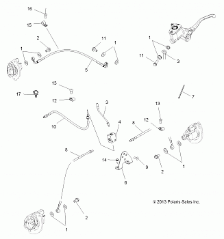 BRAKES, BRAKE LINES - A14GH85AD/EAI (49ATVBRAKELINE14SP550)