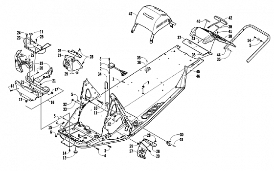 CHASSIS, REAR BUMPER, AND SNOWFLAP ASSEMBLY