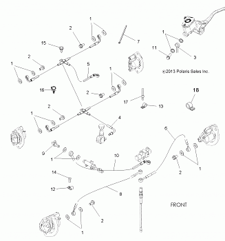 BRAKES, BRAKE LINES - A14GH8EFI (49ATVBRAKELINE14SCRAM850I)