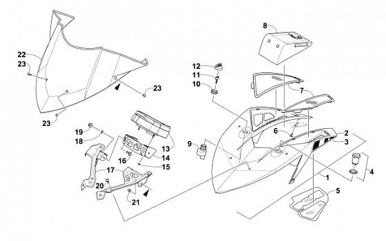 WINDSHIELD AND INSTRUMENTS ASSEMBLIES