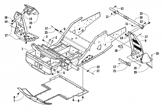 FRONT FRAME AND FOOTREST ASSEMBLY