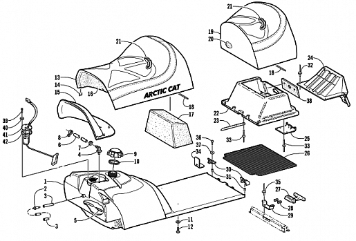 GAS TANK, SEAT, AND FUEL SENSOR ASSEMBLY