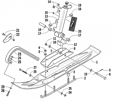 SKI AND SPINDLE ASSEMBLY