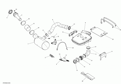 Exhaust System - Without suspension, Engine 300