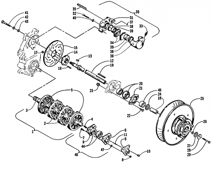 DRIVE TRAIN SHAFTS AND BRAKE ASSEMBLIES