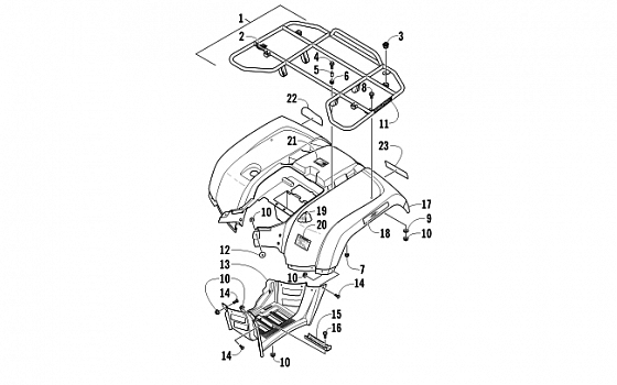 REAR RACK, BODY PANEL, AND FOOTWELL ASSEMBLIES