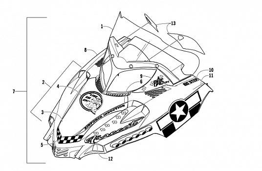 HOOD AND WINDSHIELD ASSEMBLY