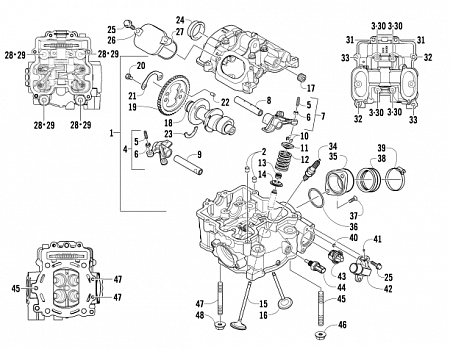 CYLINDER HEAD AND CAMSHAFT/VALVE ASSEMBLY