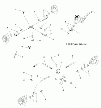 BRAKES, BRAKE LINES - A15SVE95HW (49ATVBRAKELINE14SPX2550)