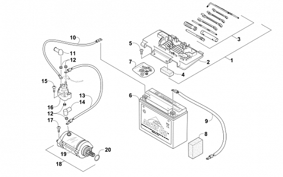 BATTERY AND STARTER ASSEMBLY