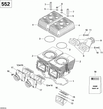 Cylinder, Exhaust Manifold And Reed Valve 552