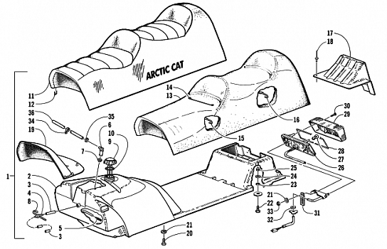 GAS TANK, SEAT, AND TAILLIGHT ASSEMBLY