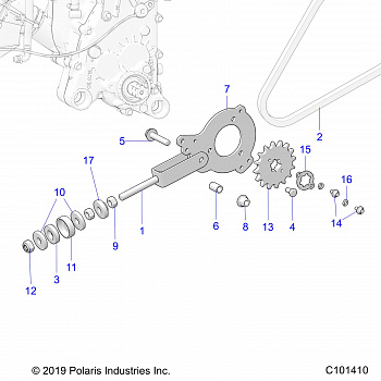 DRIVE TRAIN, CHAIN TENSIONER AND SPROCKET - A18HZA15B4 (C101410)