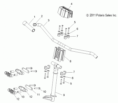 STEERING, UPPER and HANDLEBAR ASM. - S13BA6GSL (49SNOWHANDLEBAR13SB)