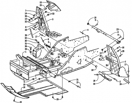 FRONT FRAME AND FOOTREST ASSEMBLY