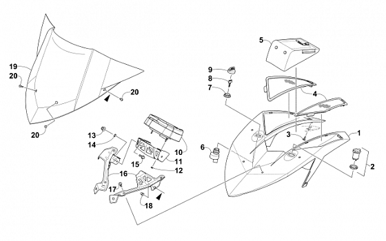 WINDSHIELD AND INSTRUMENTS ASSEMBLIES