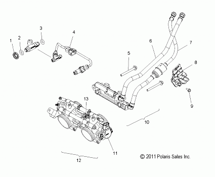 FUEL SYSTEM, RAIL, LINES and THROTTLE BODY - S12BF8GSA/GSL (49SNOWFUELLINE12800)